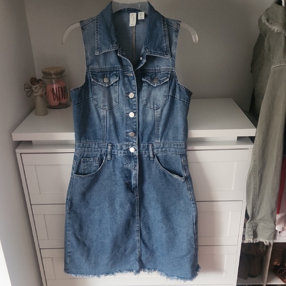 Joie Blue Denim Sleeveless Mini Dress - Picture 1 of 5
